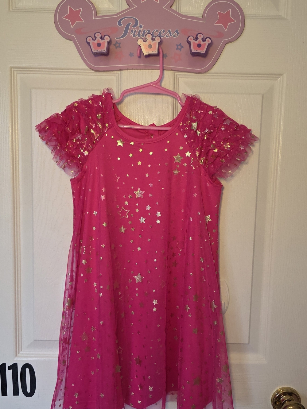 Girls Hot Pink Star Tulle Dress